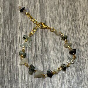 Gold-Tone Bracelet with Natural Gemstone Chips